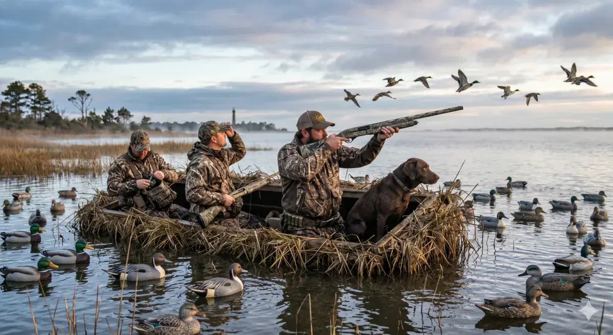 Duck hunting on Currituck Sound near Grandy Cove — Outer Banks, NC
