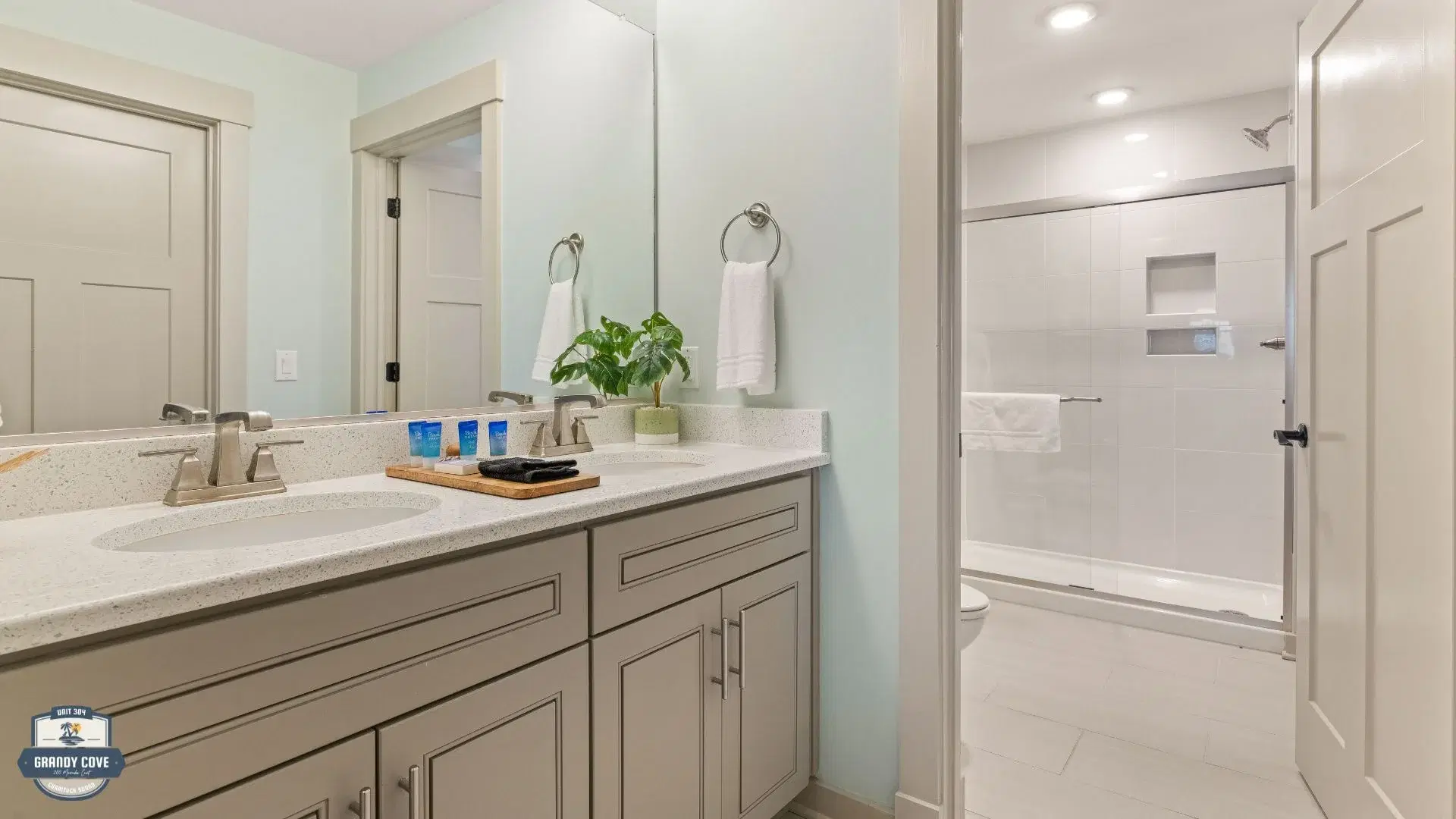 Grandy Cove bathroom with double vanity