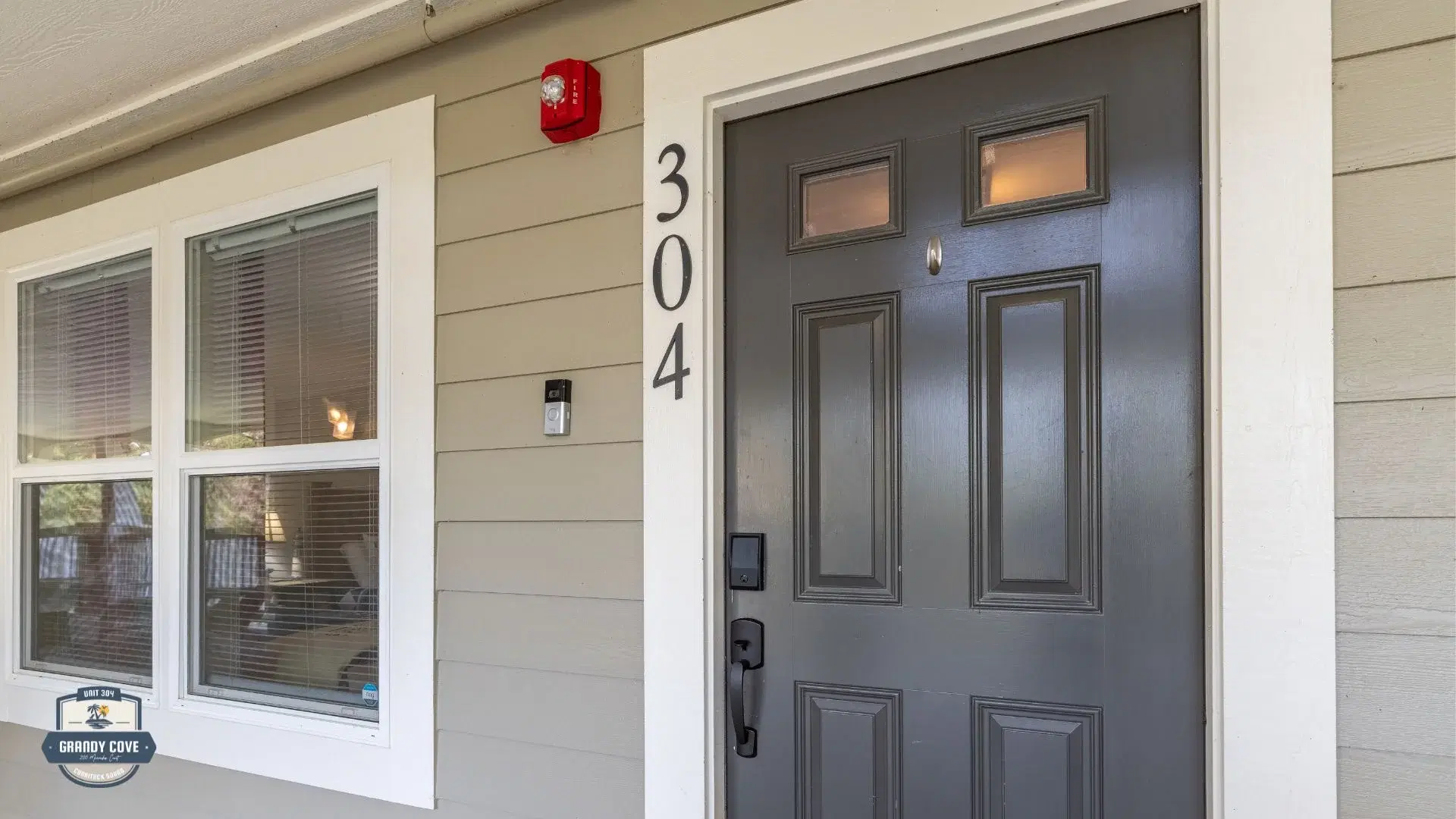Grandy Cove Unit 304 front door with keypad entry